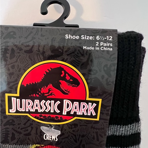Jurassic Park Men's Crew Socks, 2-Pack, Shoe Size 6.5-12 NWT - Picture 6 of 7